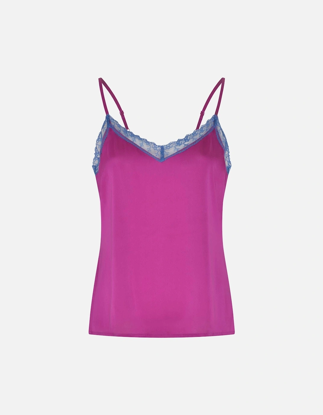 Yasmin Lace Top in Purple with Blue Trim
