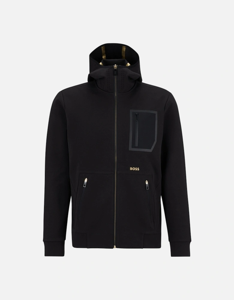 Men's Black Sariq Zip Through Hooded Jacket