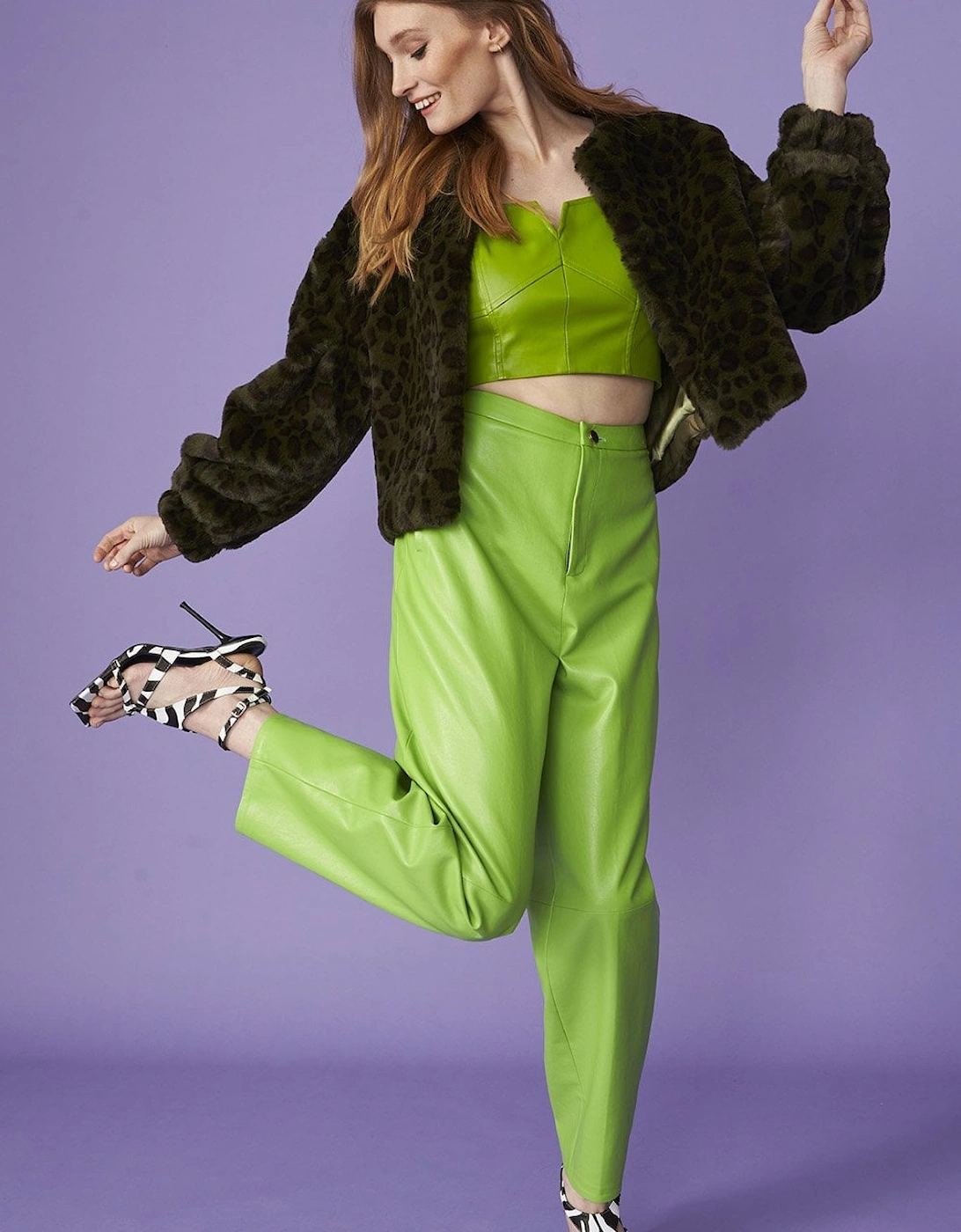 Green Cropped Faux Fur Jacket, 6 of 5