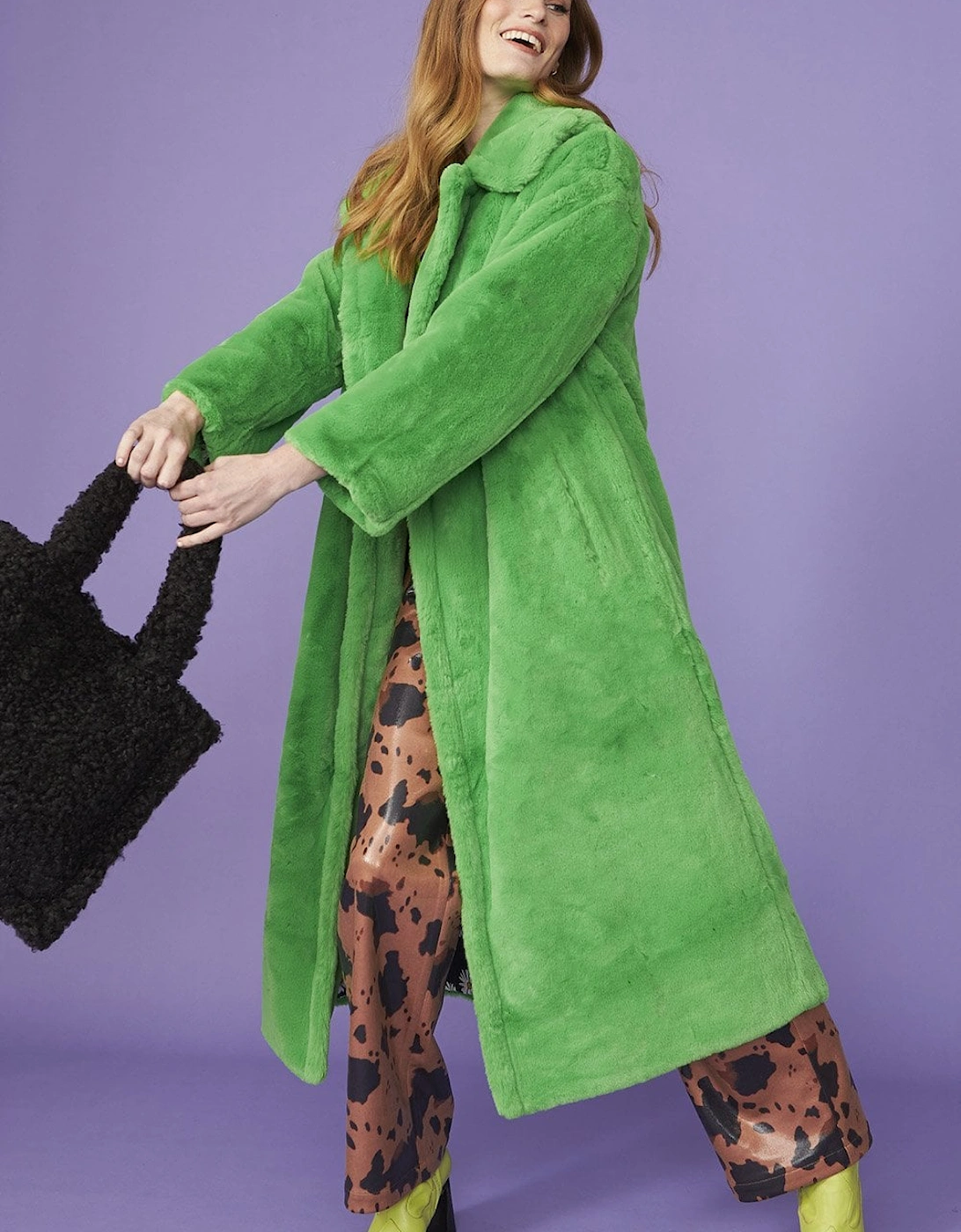 Green Faux Fur Maxi Coat