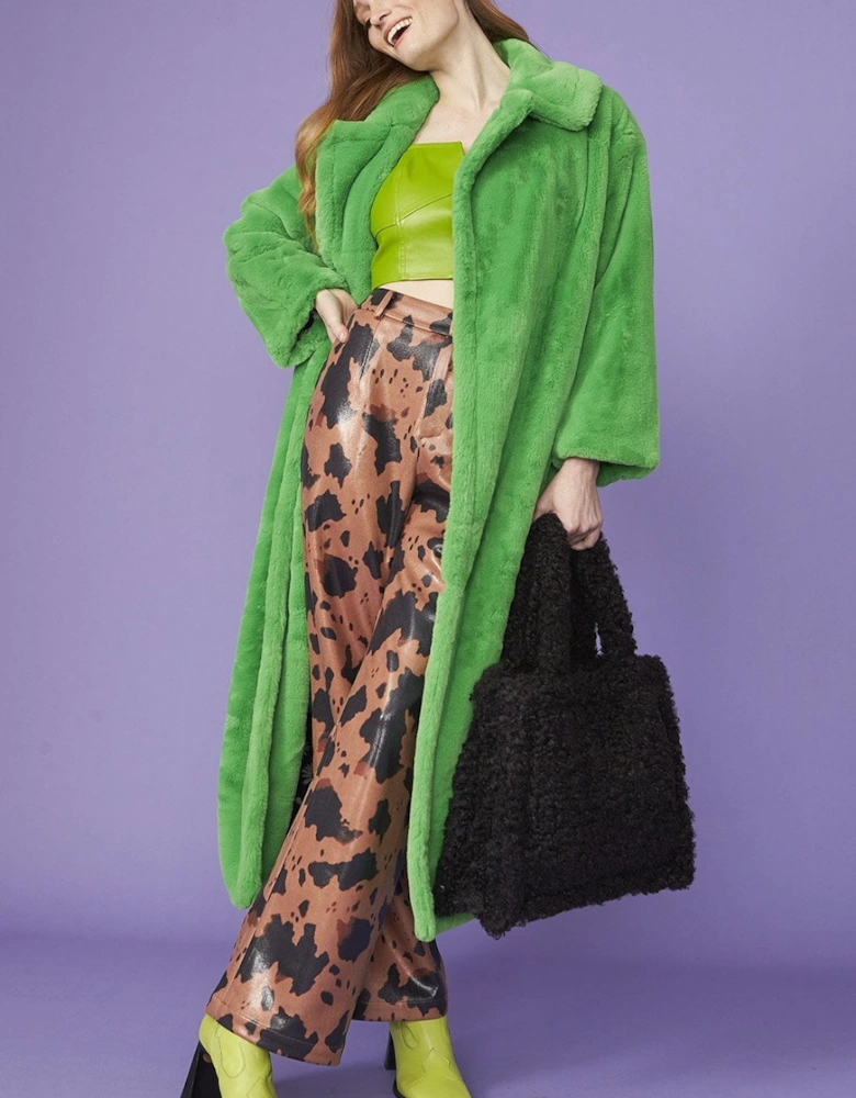 Green Faux Fur Maxi Coat