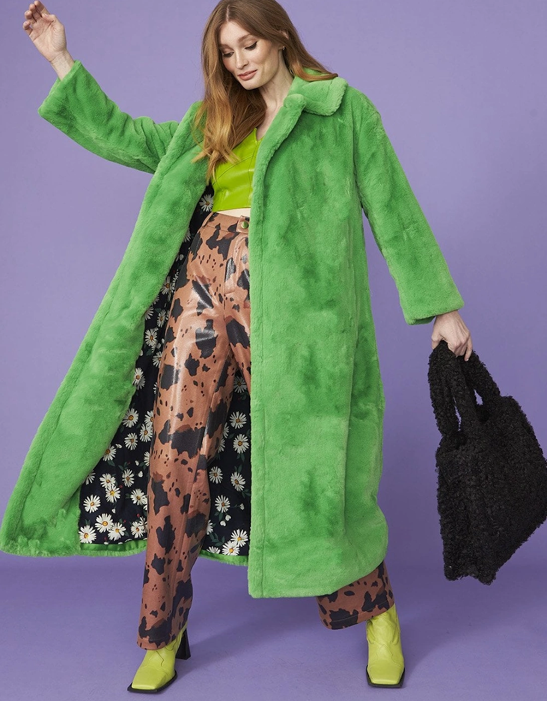 Green Faux Fur Maxi Coat