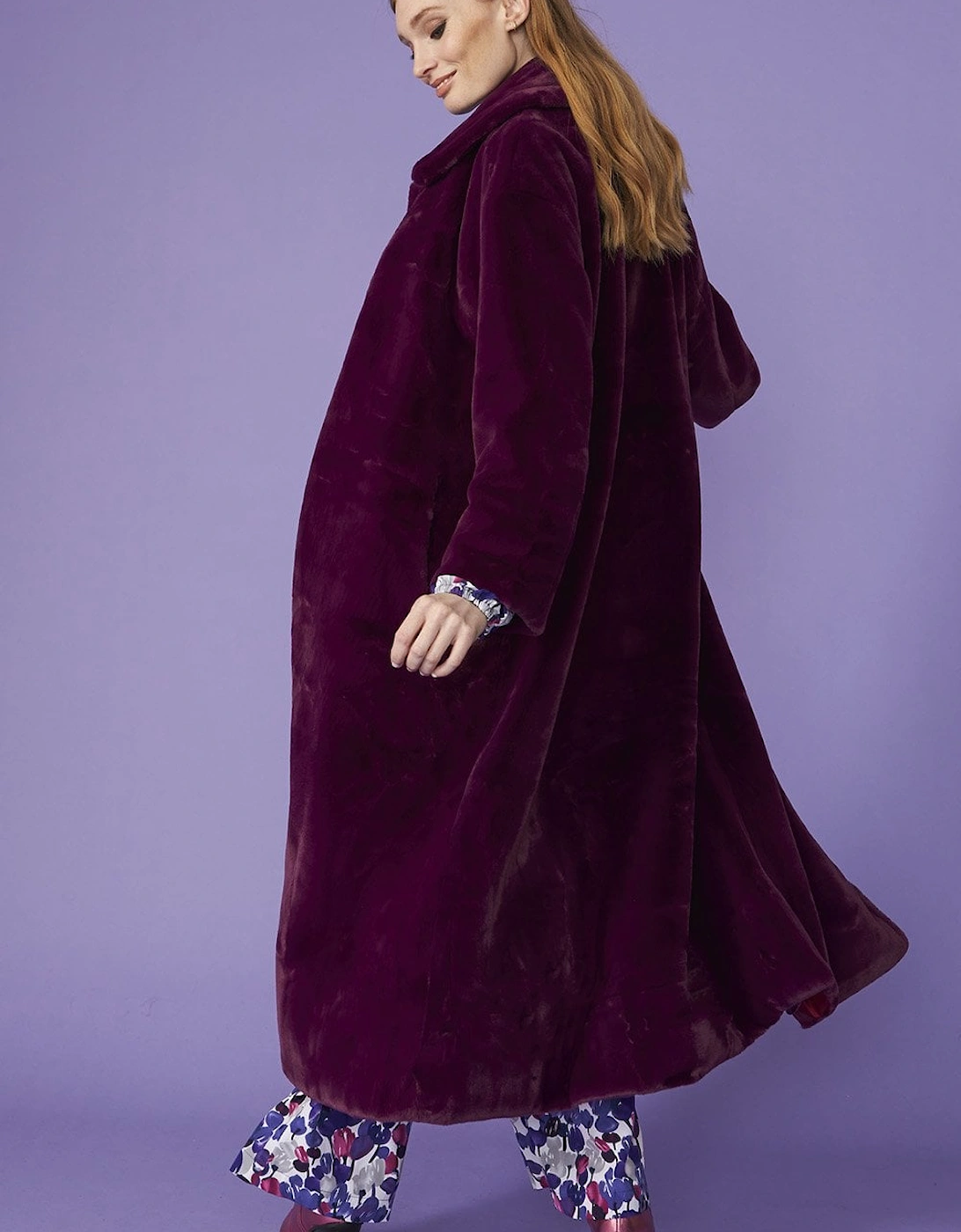 Purple Faux Fur Maxi Coat