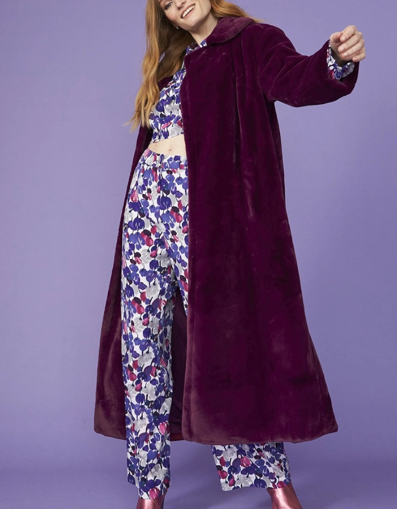 Purple Faux Fur Maxi Coat