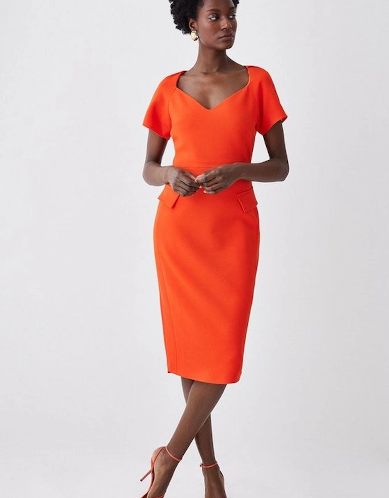 Structured Crepe Square Neck Midi Dress