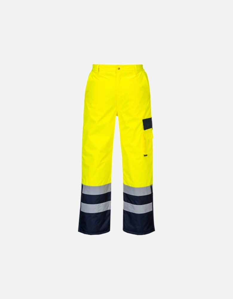 Hi-Vis Contrast Trousers - Lined Yellow/Navy