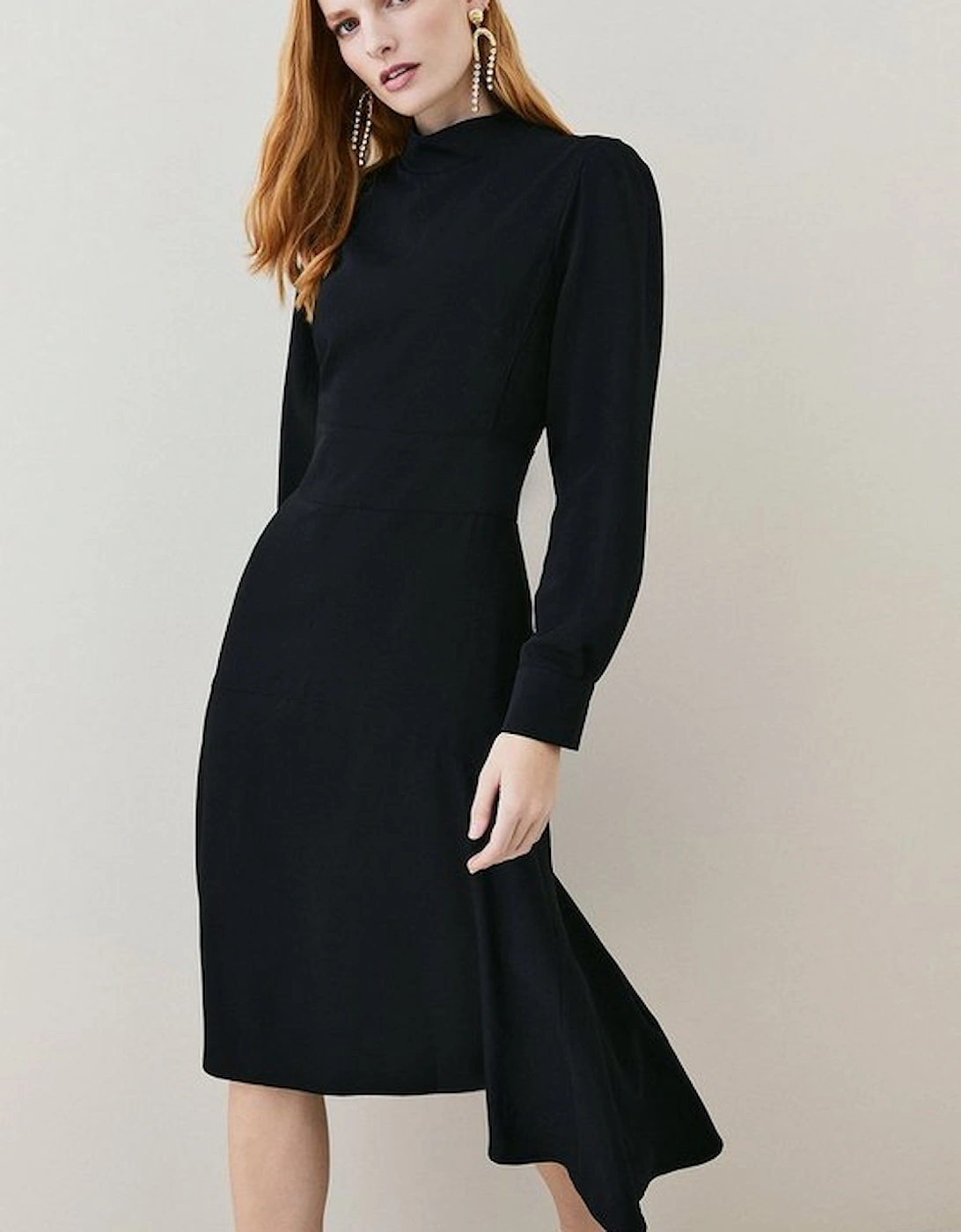 Tall Soft Tailored High Low Sleeved Midi Dress, 5 of 4