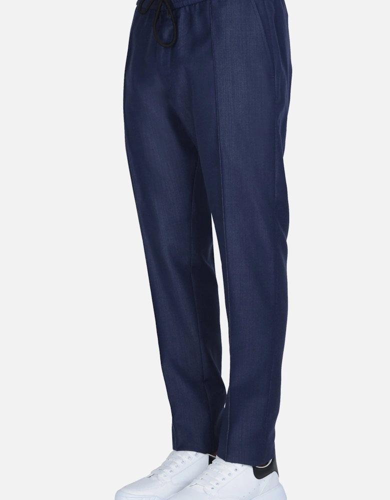 Tapered Cotton Trousers Blue