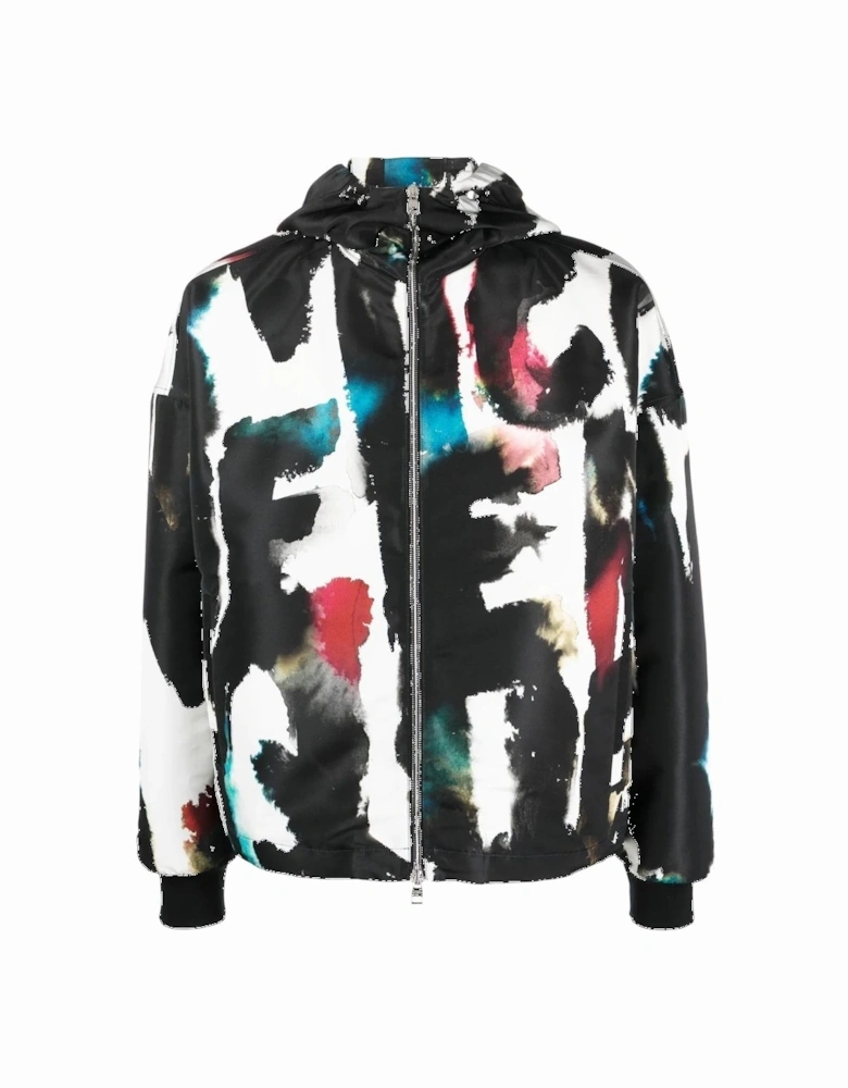 Water Graffiti-print shell windbreaker jacket