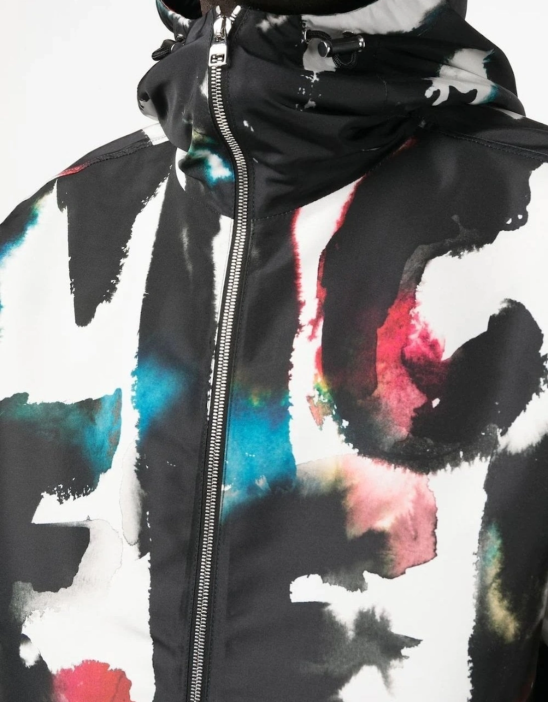 Water Graffiti-print shell windbreaker jacket