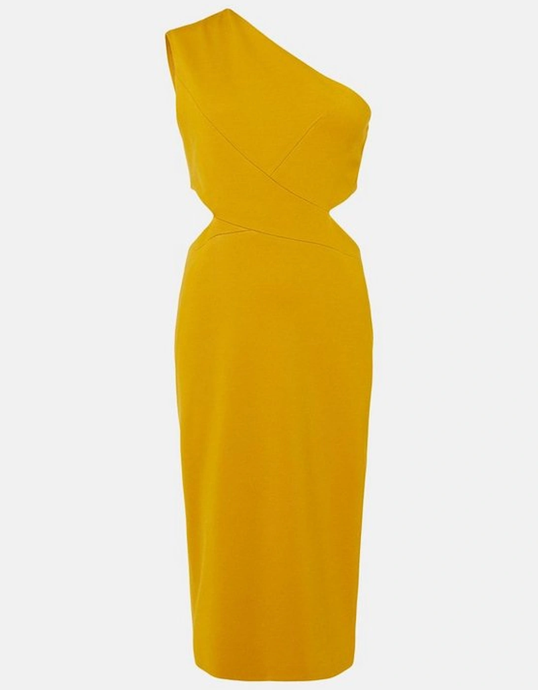 Italian Structured Stretch Asymmetric Midi Dress