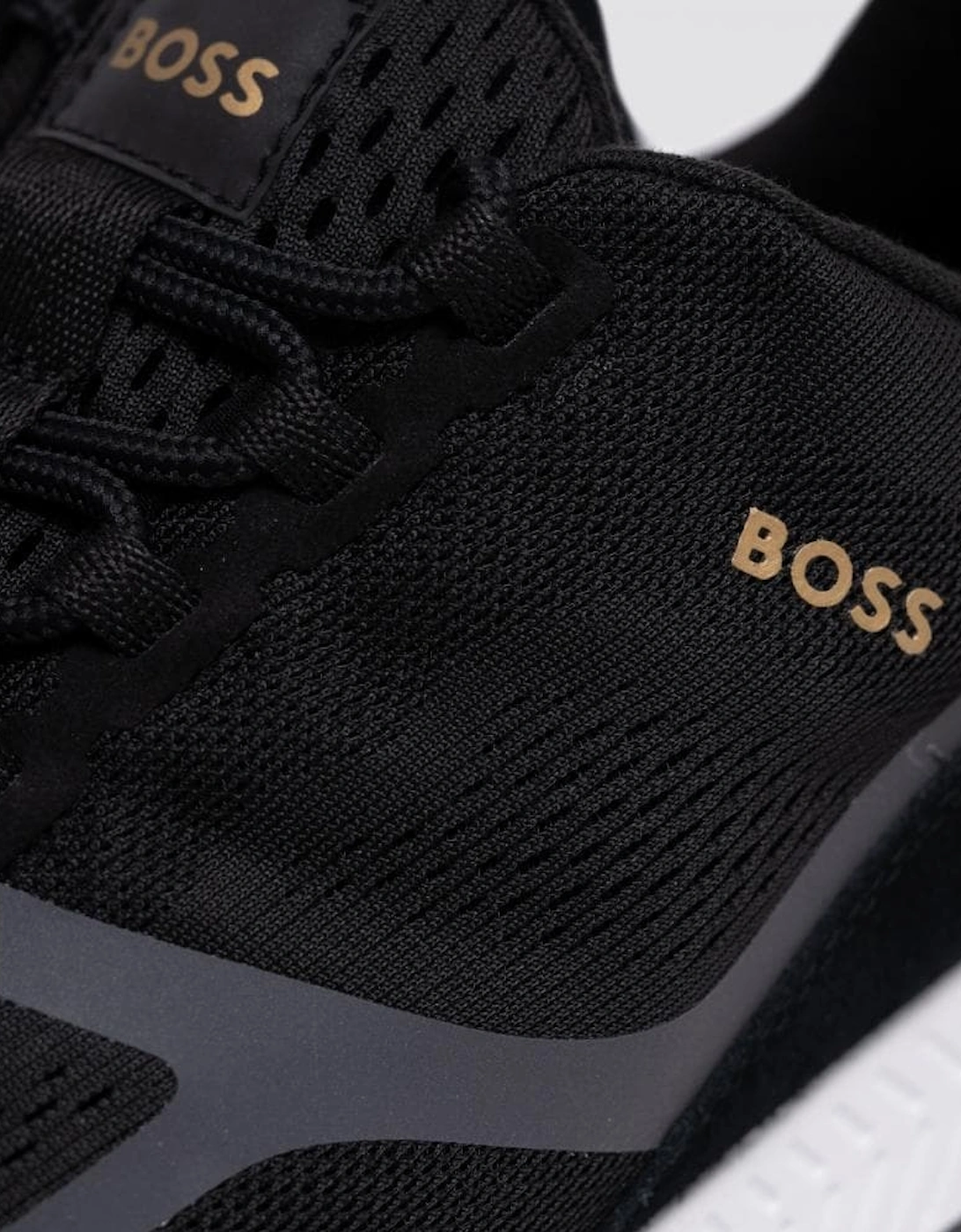 BOSS Green Titanium_Runn Mens Mesh Lace-Up Trainers With Suede Trims