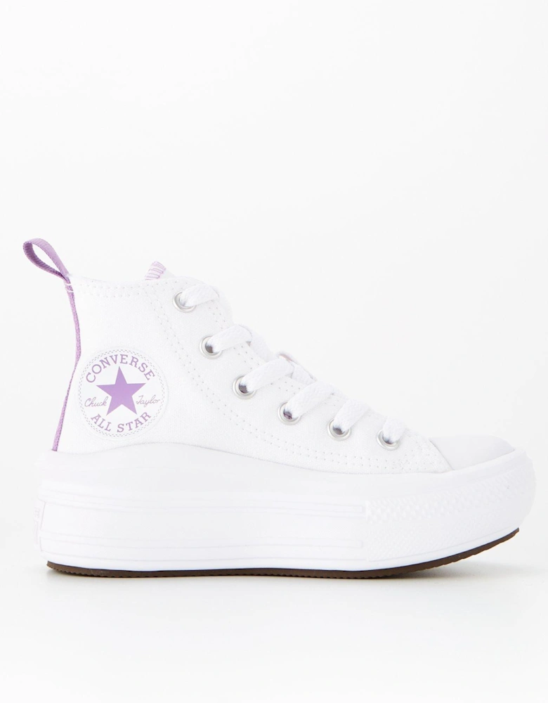 Kids Girls Move Canvas Hi Top Trainers - White/Purple