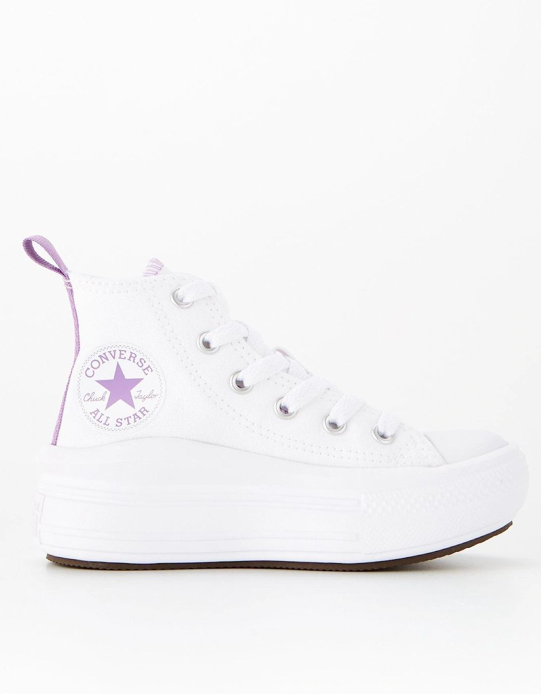 Kids Girls Move Canvas Hi Top Trainers - White/Purple, 7 of 6