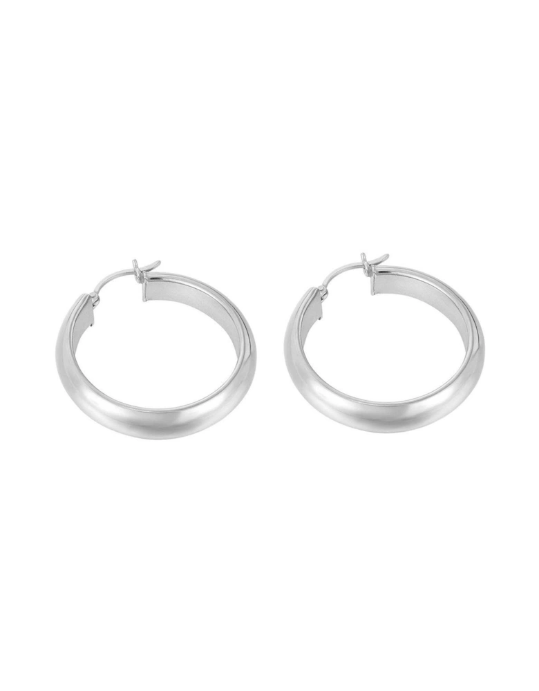 Sterling Silver 32mm Rounded Creole Hoops