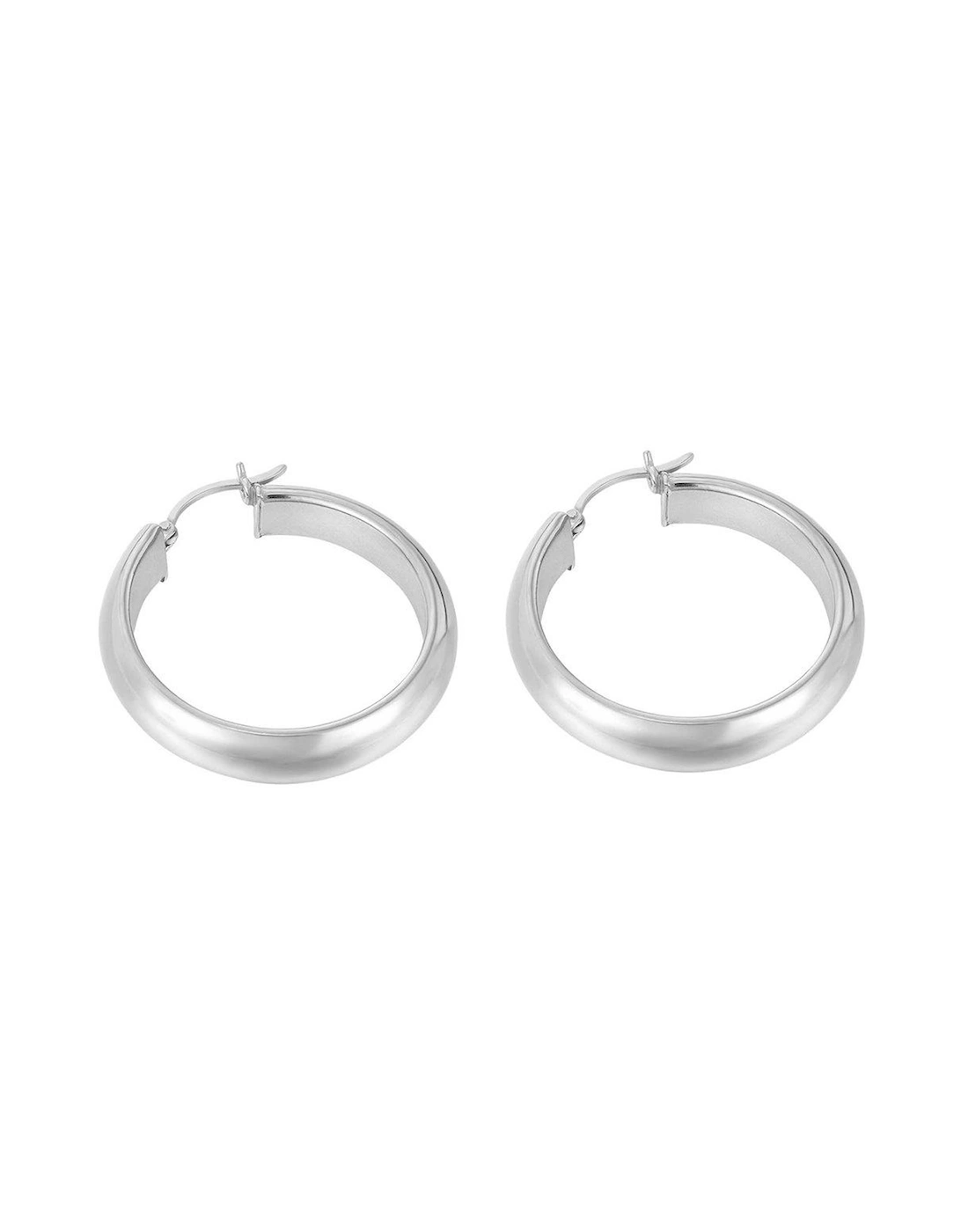 Sterling Silver 32mm Rounded Creole Hoops, 2 of 1