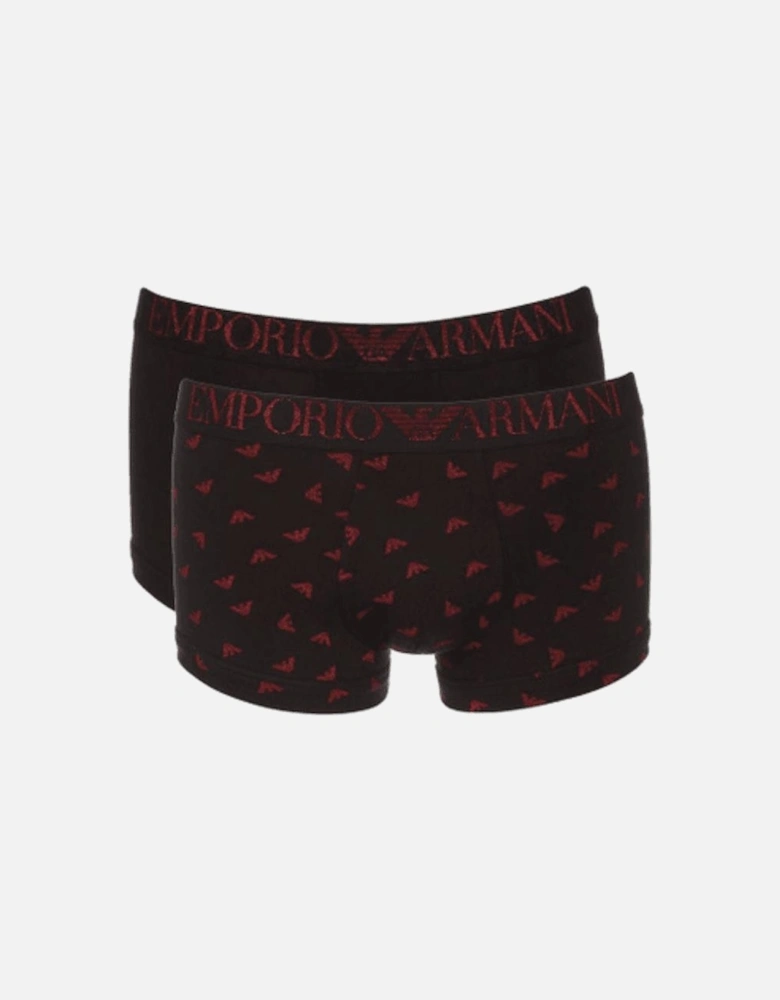 Cotton Black/Red 2-Pack Boxer Trunks in Gift Box