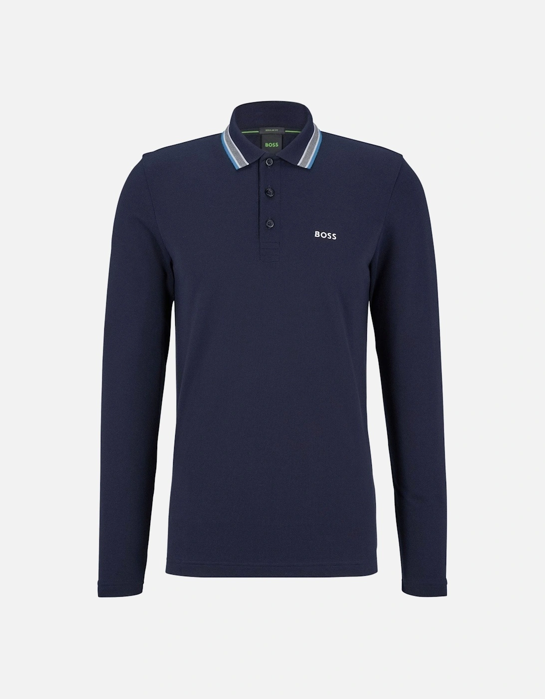 Men's Navy Long Sleeved Plisy Polo., 3 of 2