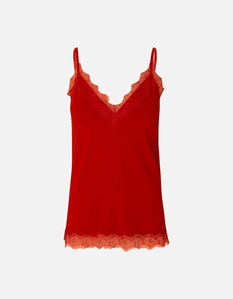 Rose red strap top