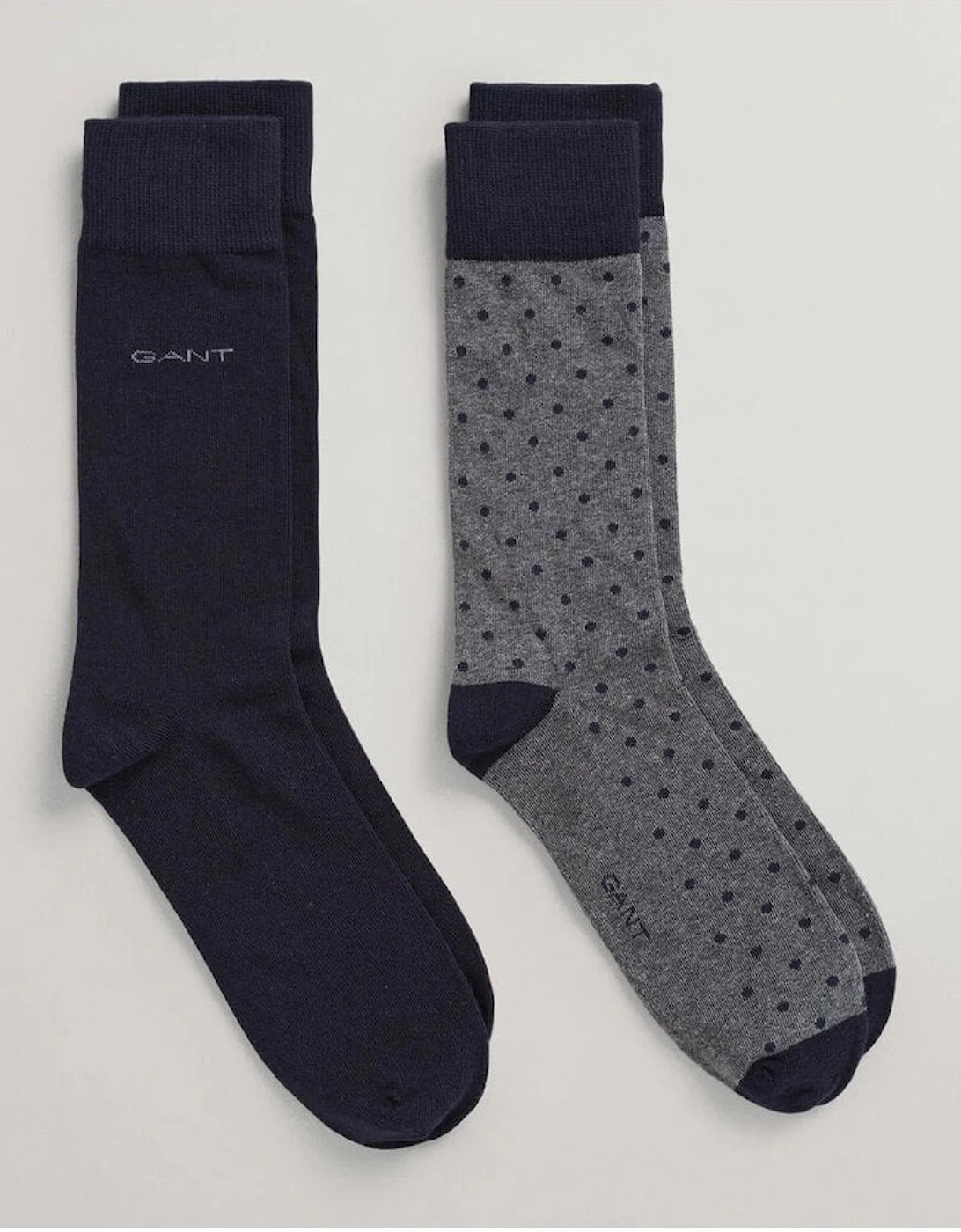 2-Pack Solid And Dot Socks Charcoal Grey, 2 of 1