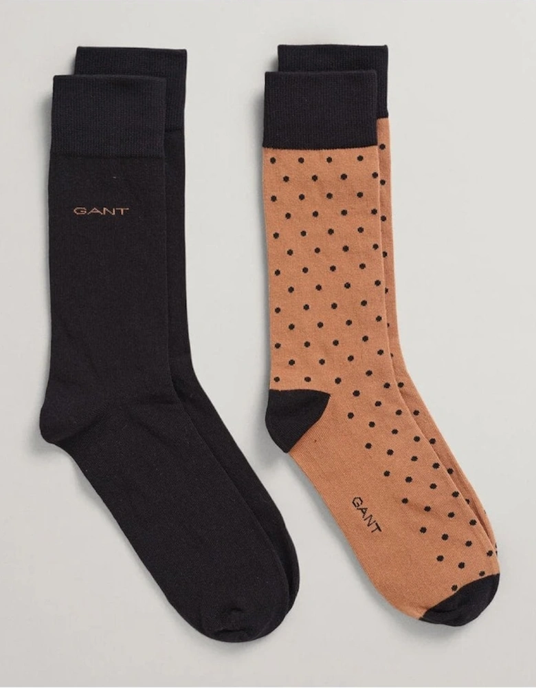 2-Pack Solid And Dot Socks Roasted Walnut