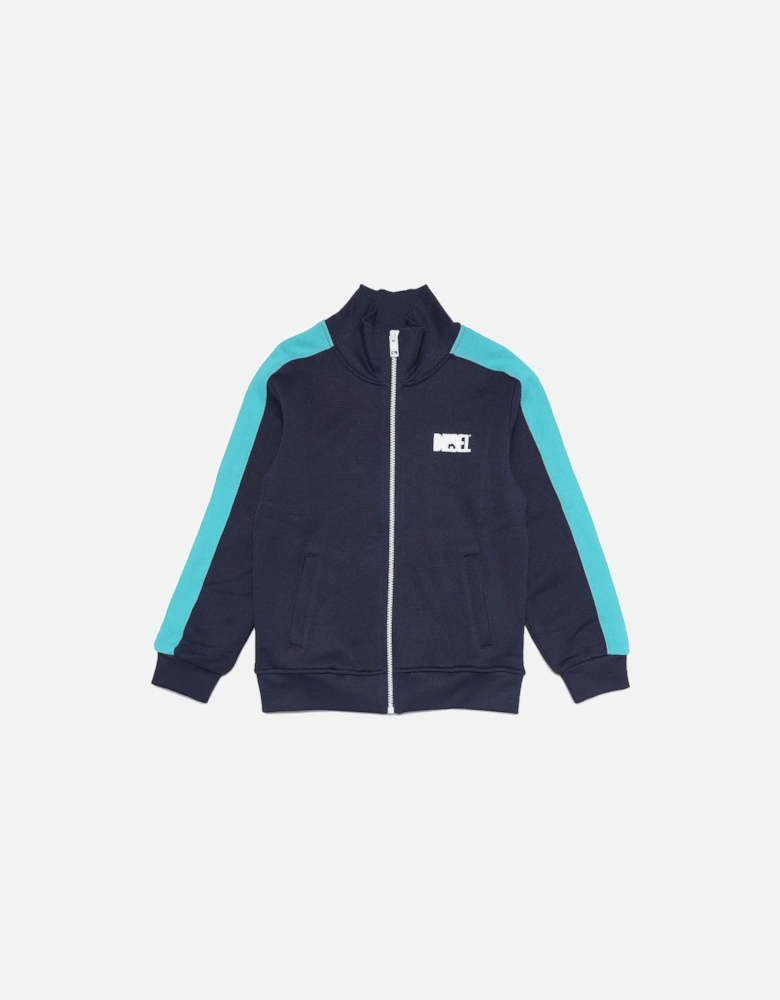 Boys Blue Stripe Zip Up Track Jacket