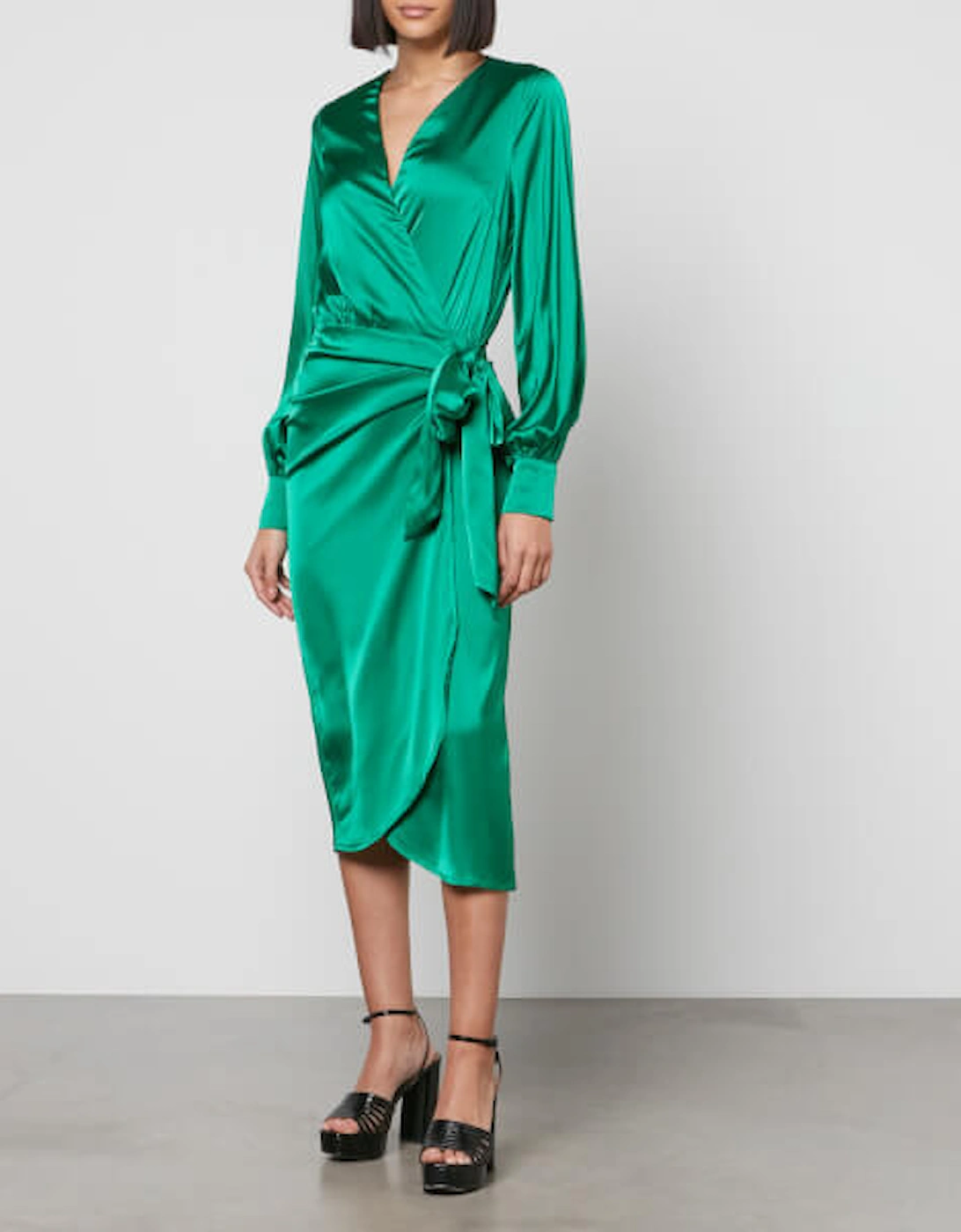 Vienna Satin Midi Wrap Dress, 2 of 1