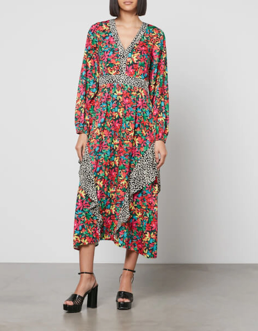 Floral-Print Satin Midi Dress, 2 of 1