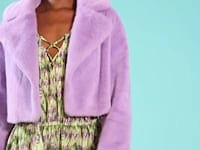 Purple Faux Fur Cropped Jacket