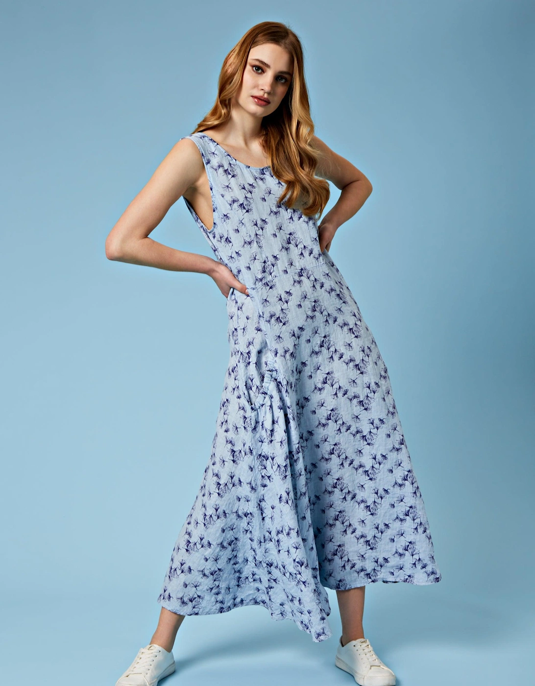 Maxi Linen Print Dress, 2 of 1