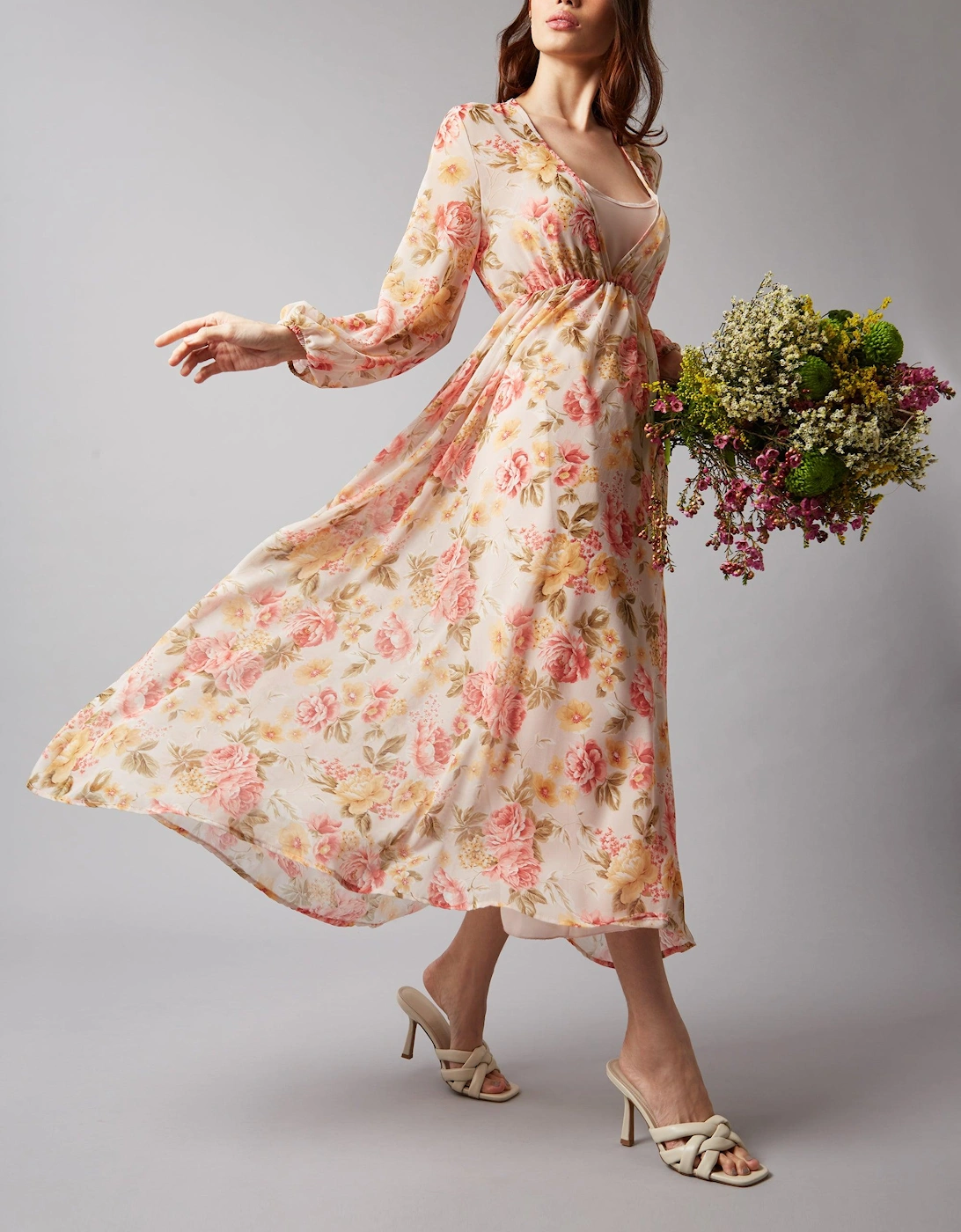 Floral Chiffon Maxi Dress, 2 of 1