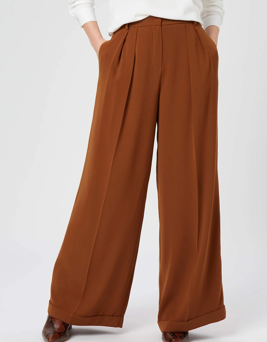 Pin Tuck Flared Trousers, 2 of 1