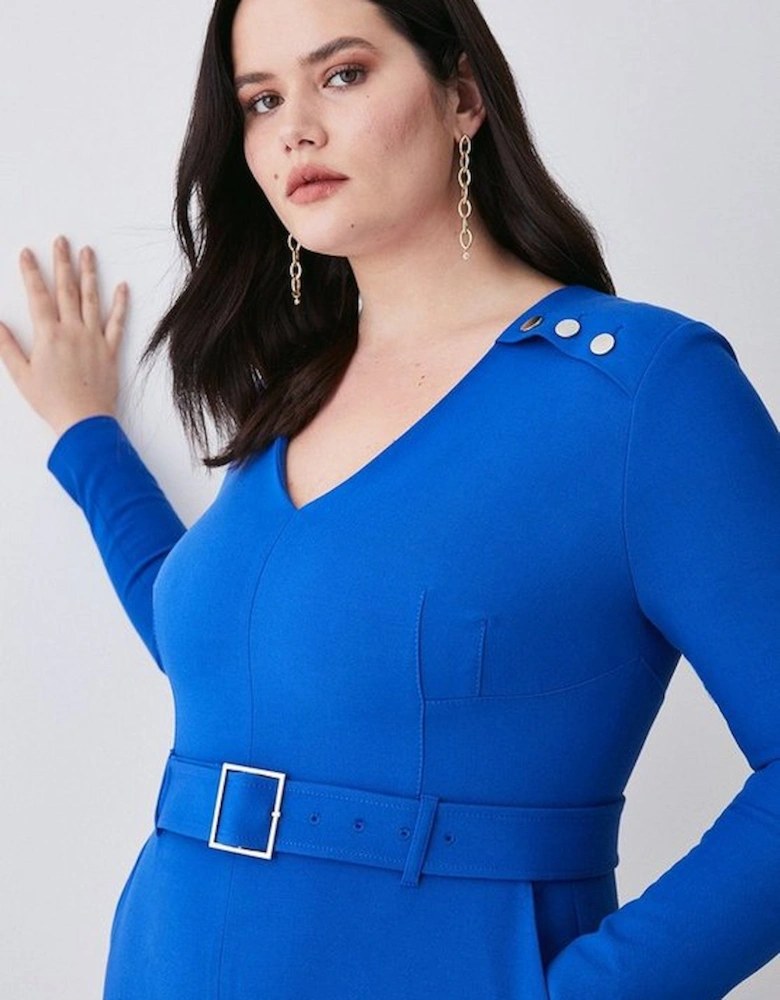 Plus Size Compact Stretch Button Detail Slim Leg Jumpsuit