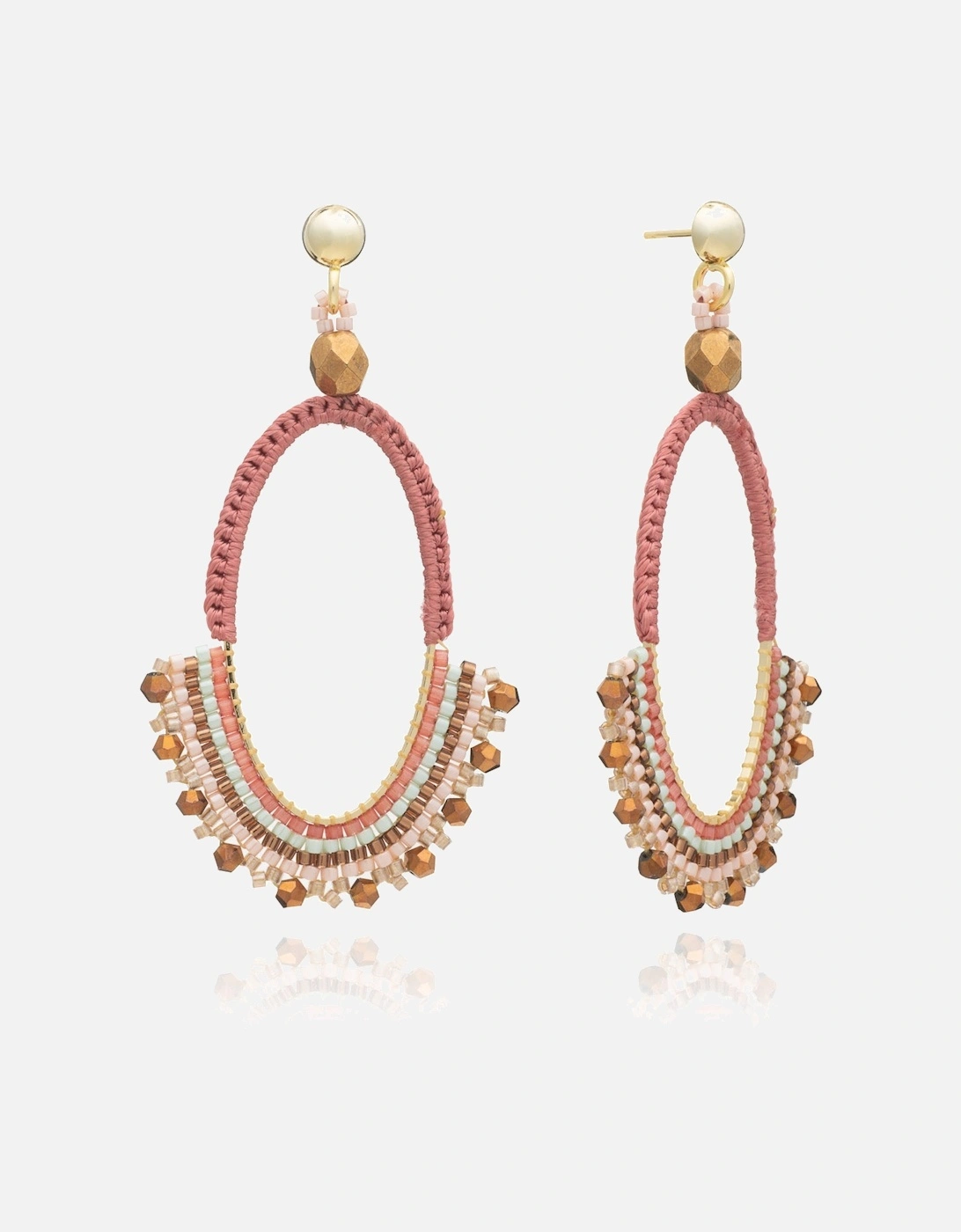 Kogi Large Oval Hoop Crochet Bead Earring - Pink, 2 of 1