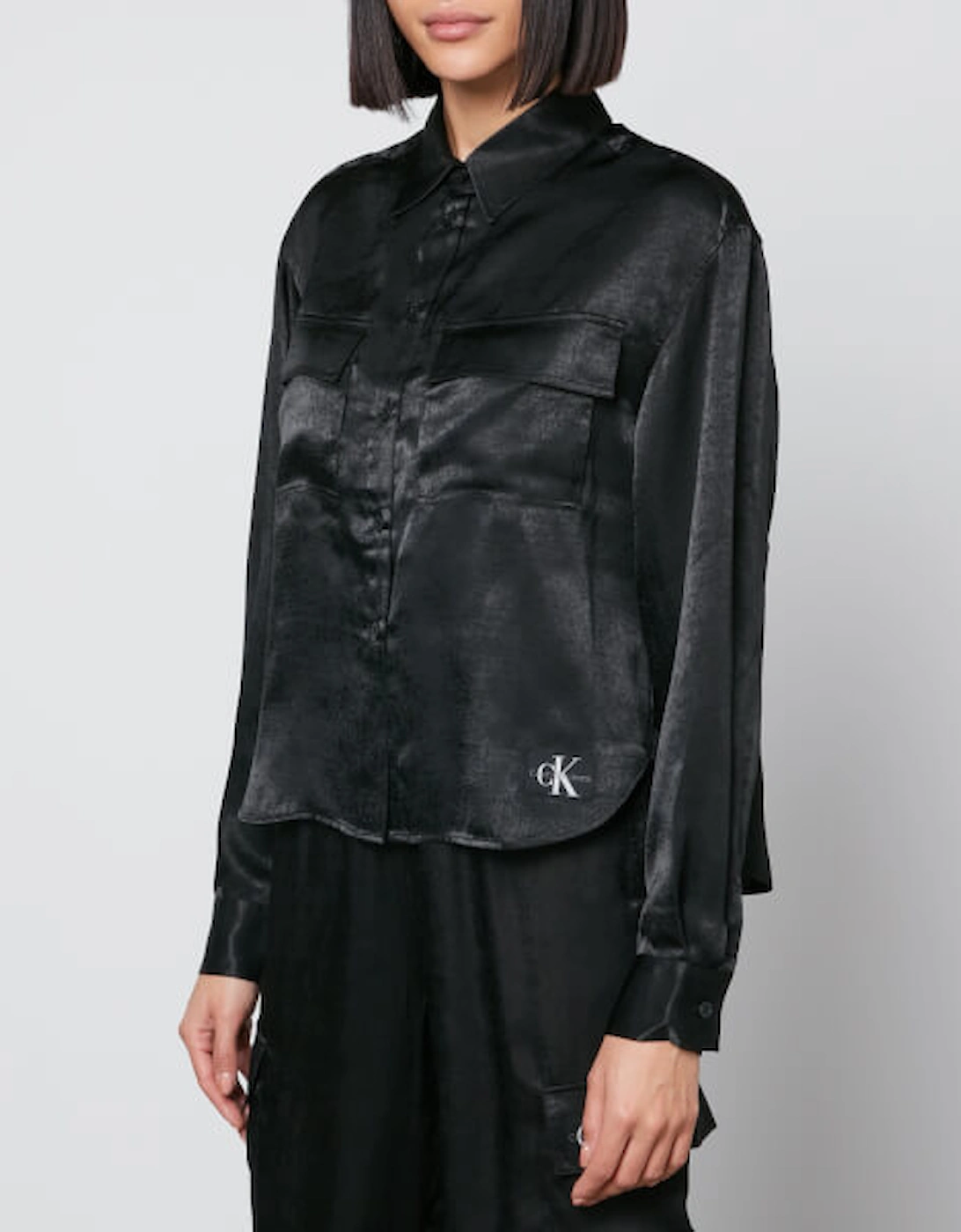 Jeans Women's Satin Utility Shirt - Ck Black, 2 of 1