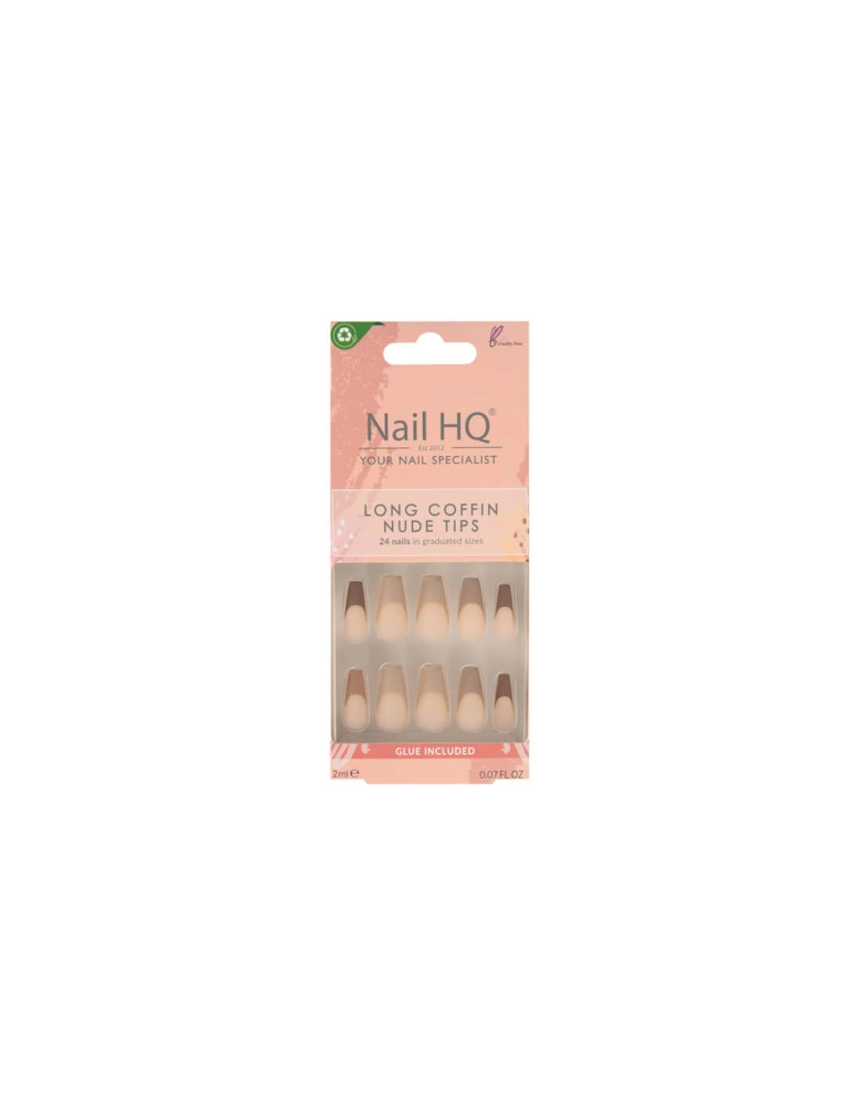 Long Coffin Nude Tip Nails (24 Pieces)