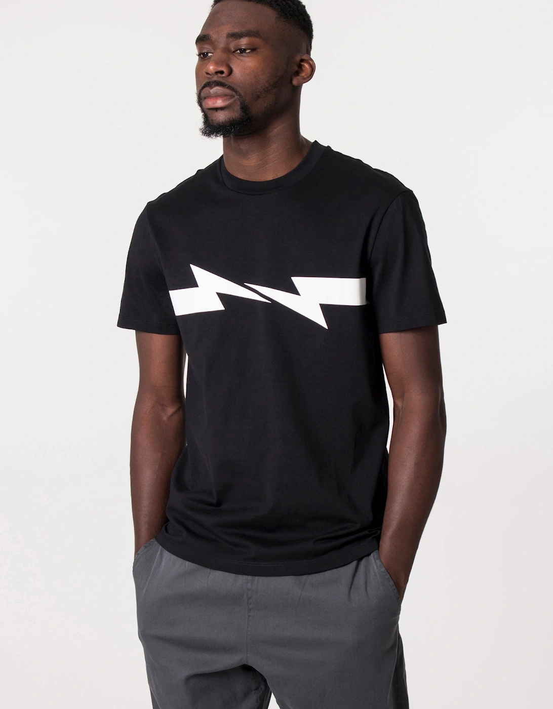 Slim Fit Horizontal Bolt Print T-Shirt, 5 of 4