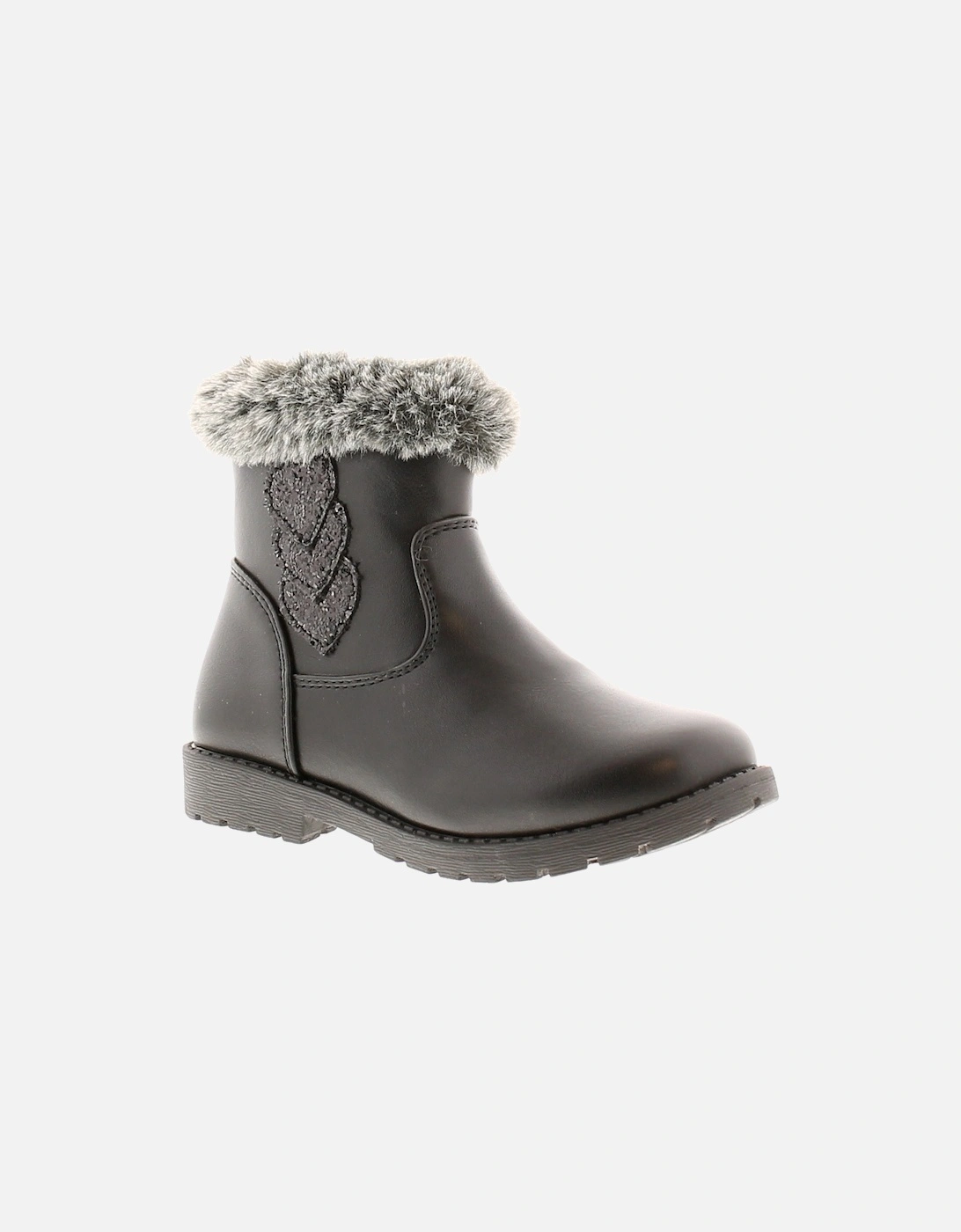 Girls Ankle Boots heart black UK Size, 6 of 5