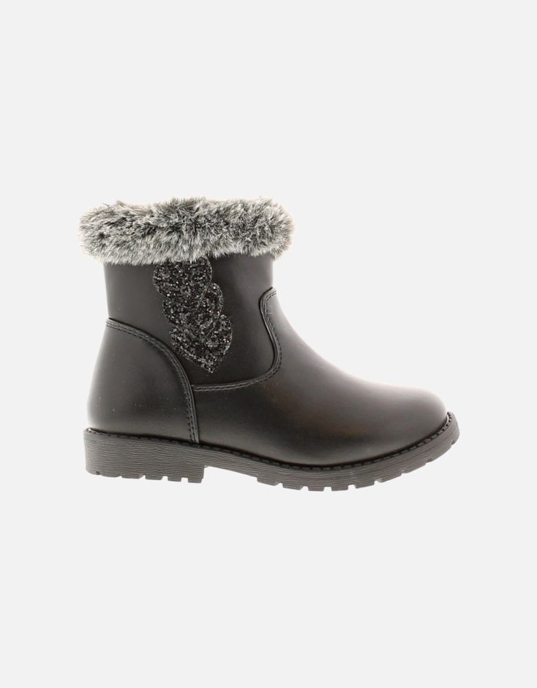 Girls Ankle Boots heart black UK Size