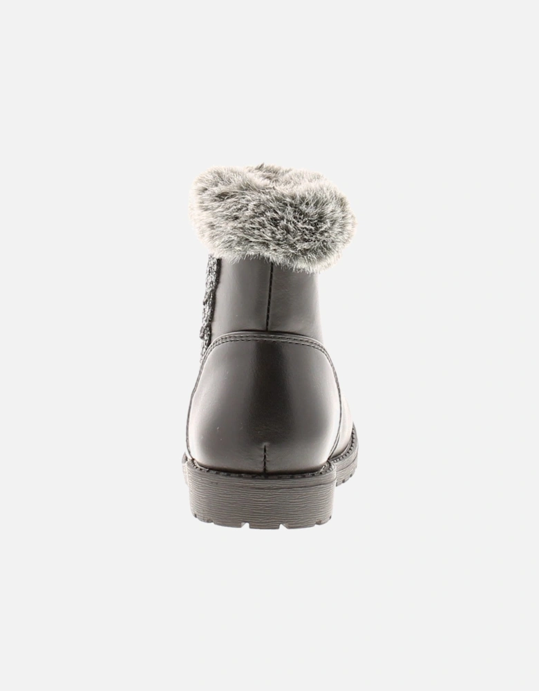 Girls Ankle Boots heart black UK Size