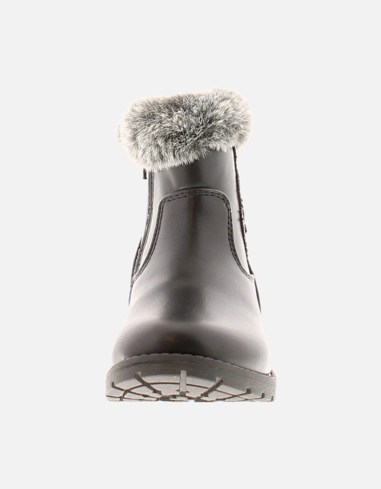 Girls Ankle Boots heart black UK Size