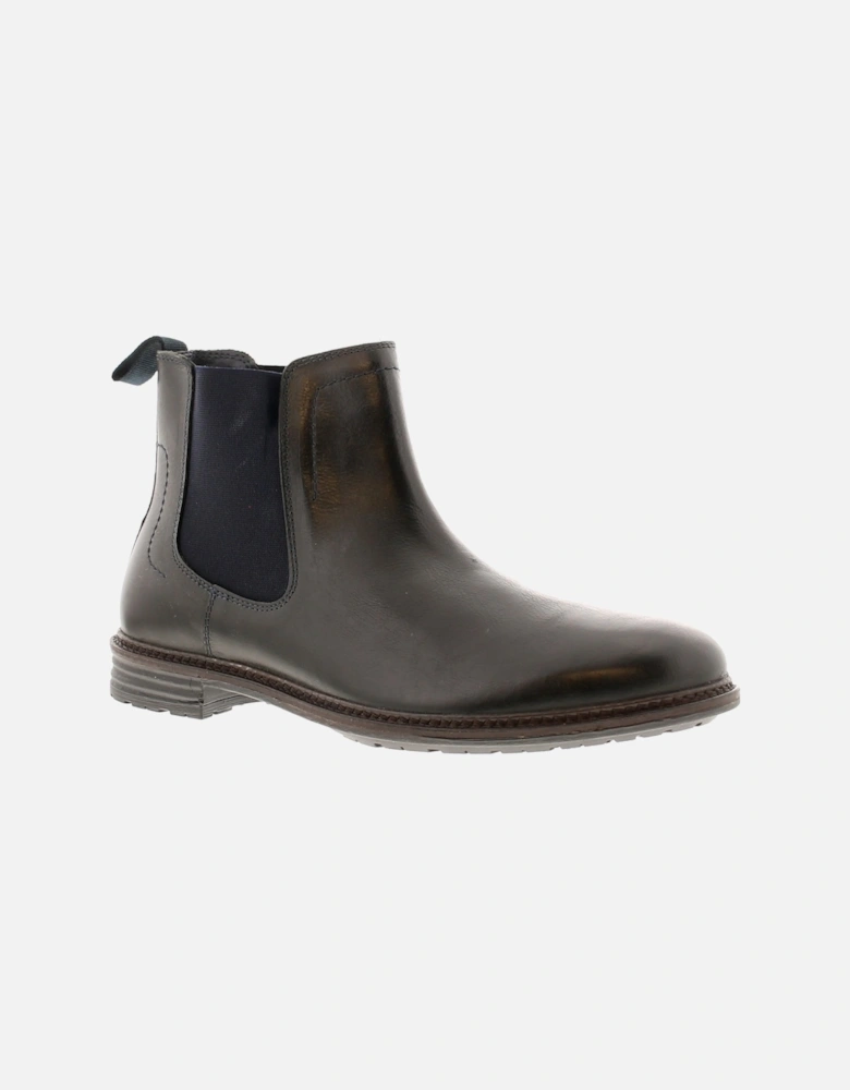 Mens Smart Boots Apollo Leather Slip On black UK Size
