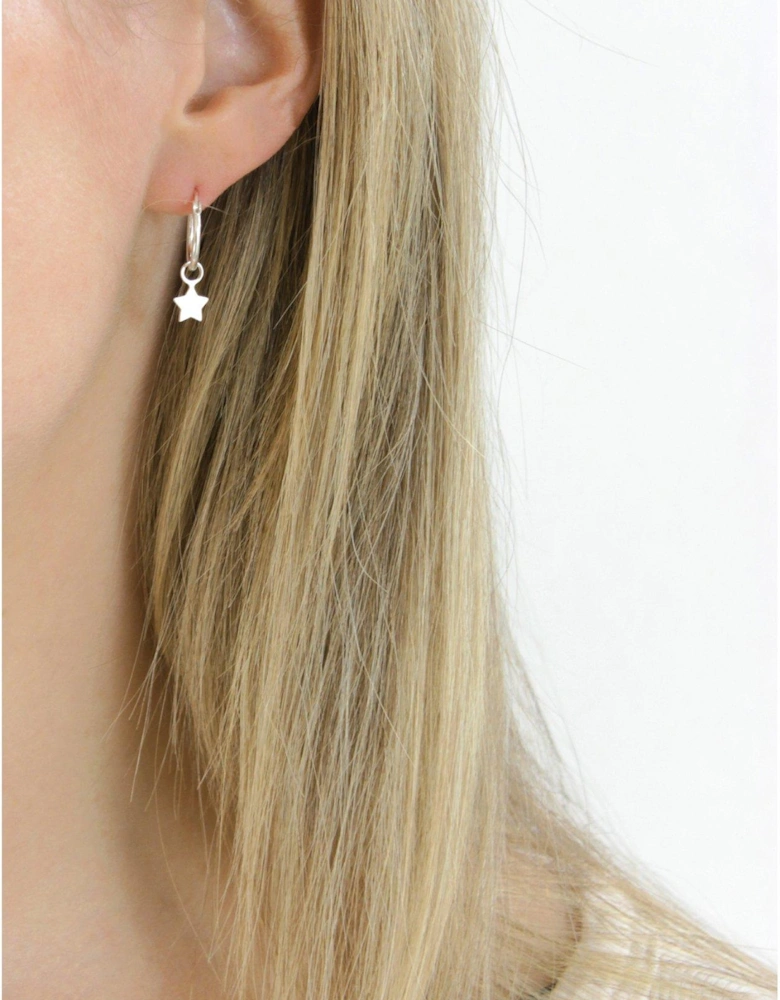 Sterling Silver Moon & Star Huggie Hoop Earrings