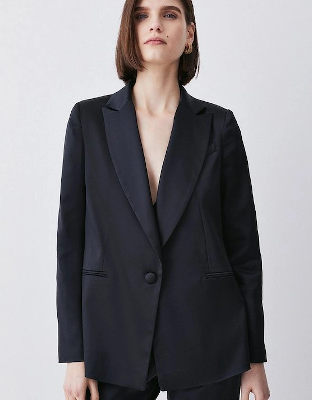 Italian Structured Satin Tailored Single Breasted Jacket, 5 of 4