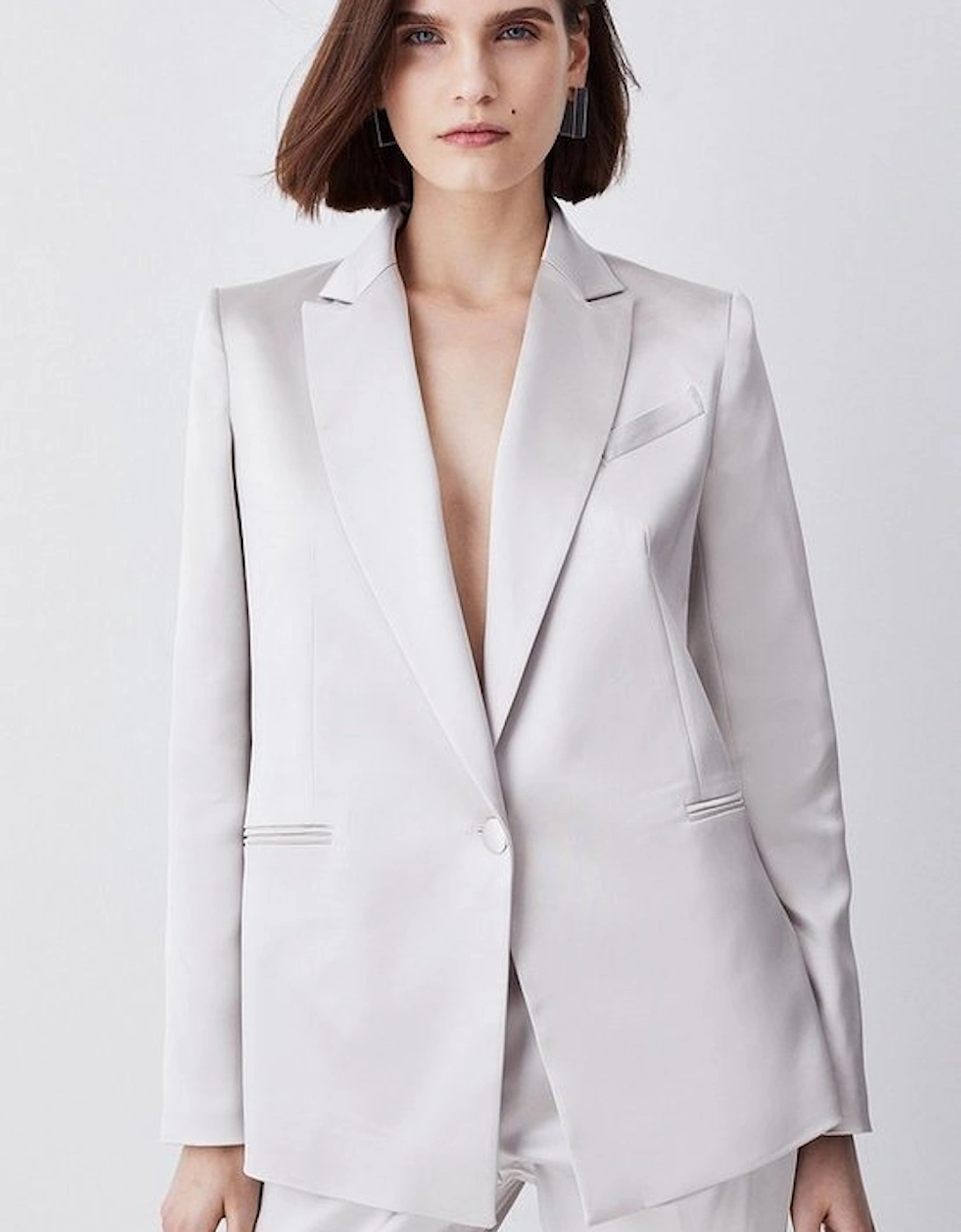 Italian Structured Satin Tailored Single Breasted Jacket, 5 of 4