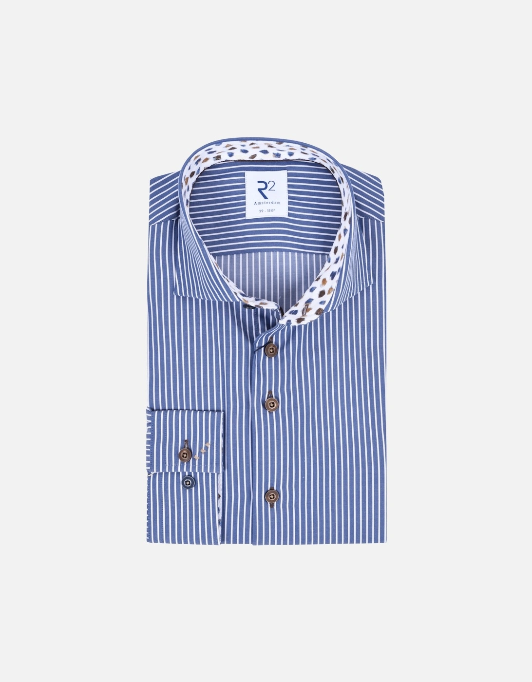 Cut Away Collar Shirt Navy/White Stripe, 5 of 4