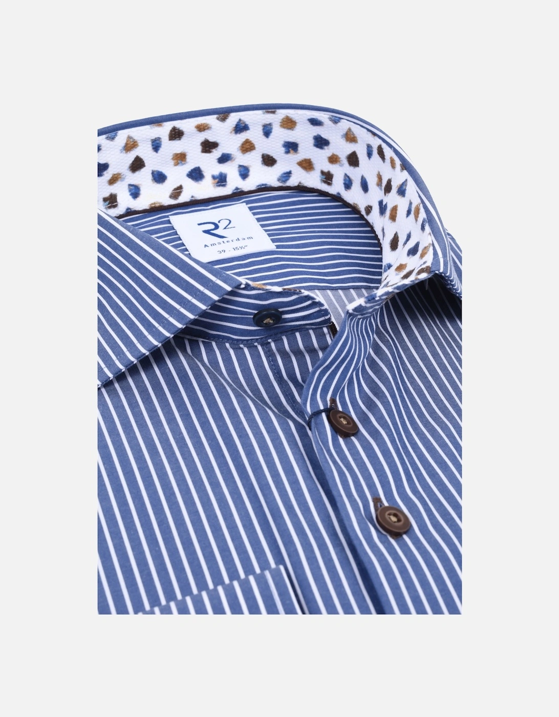 Cut Away Collar Shirt Navy/White Stripe