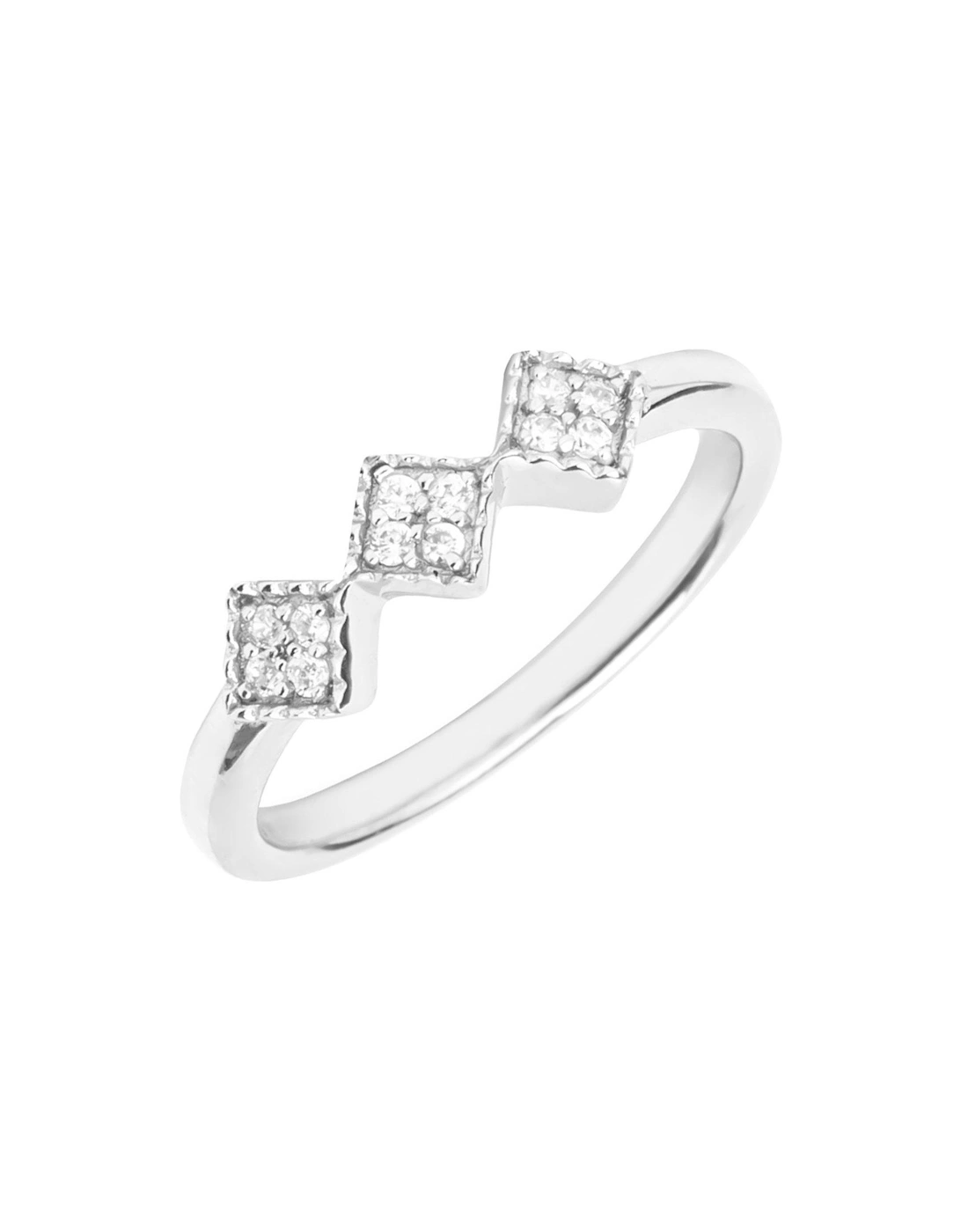 Sterling Silver Triple Diamond-Shaped Cubic Zirconia Ring, 3 of 2