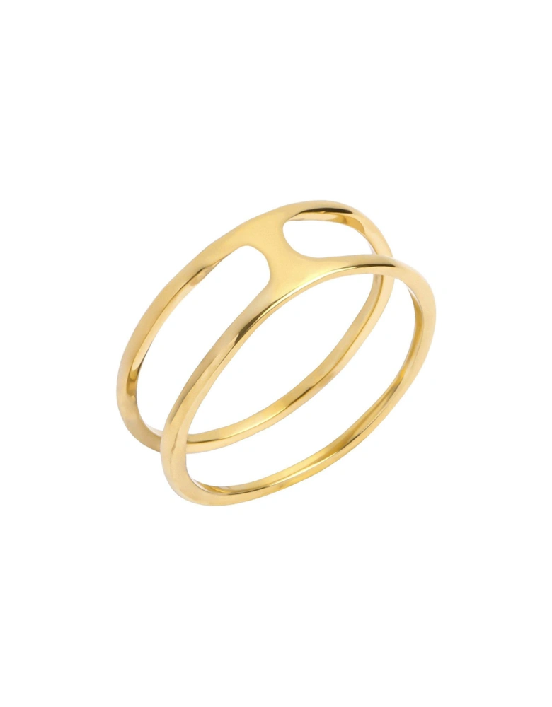 18ct gold plated sterling silver parallel band ring