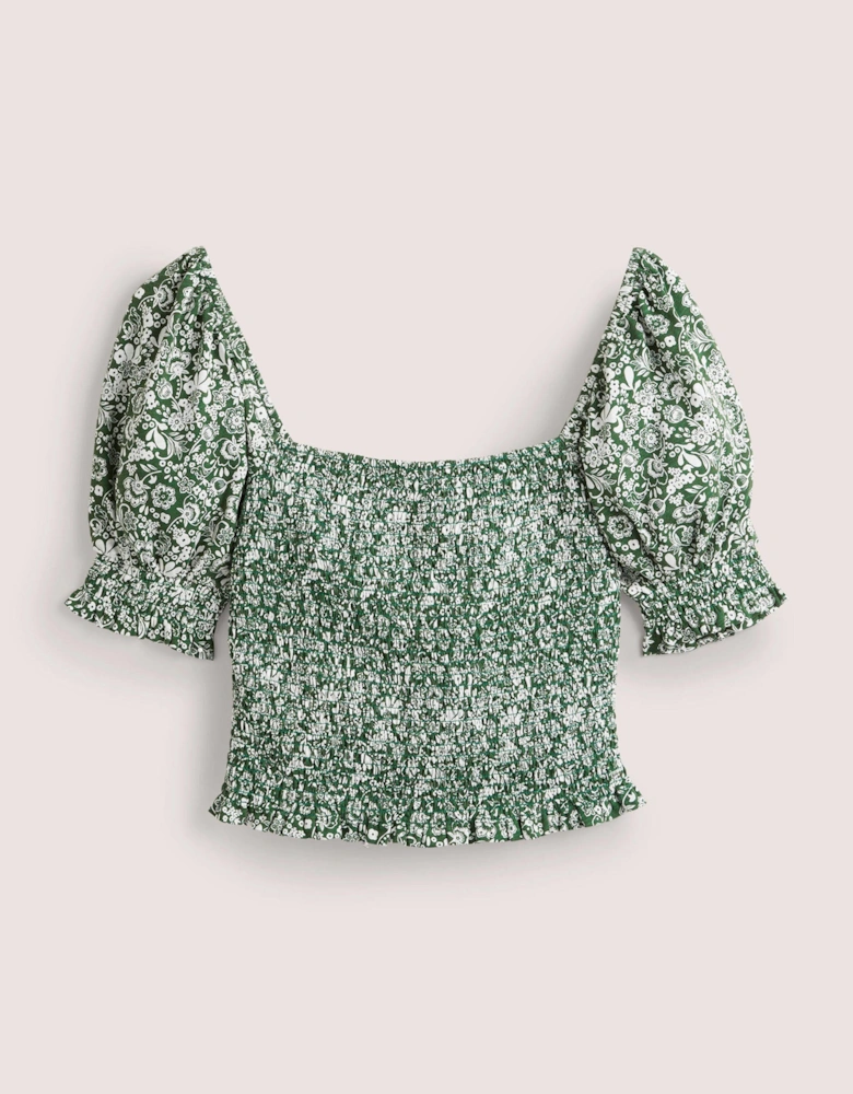 Square Neck Smocked Jersey Top